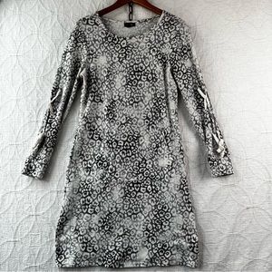 Tacera Snow Leopard Print Dress Womens S Soft Stretch Sweater Long Sleeve Midi